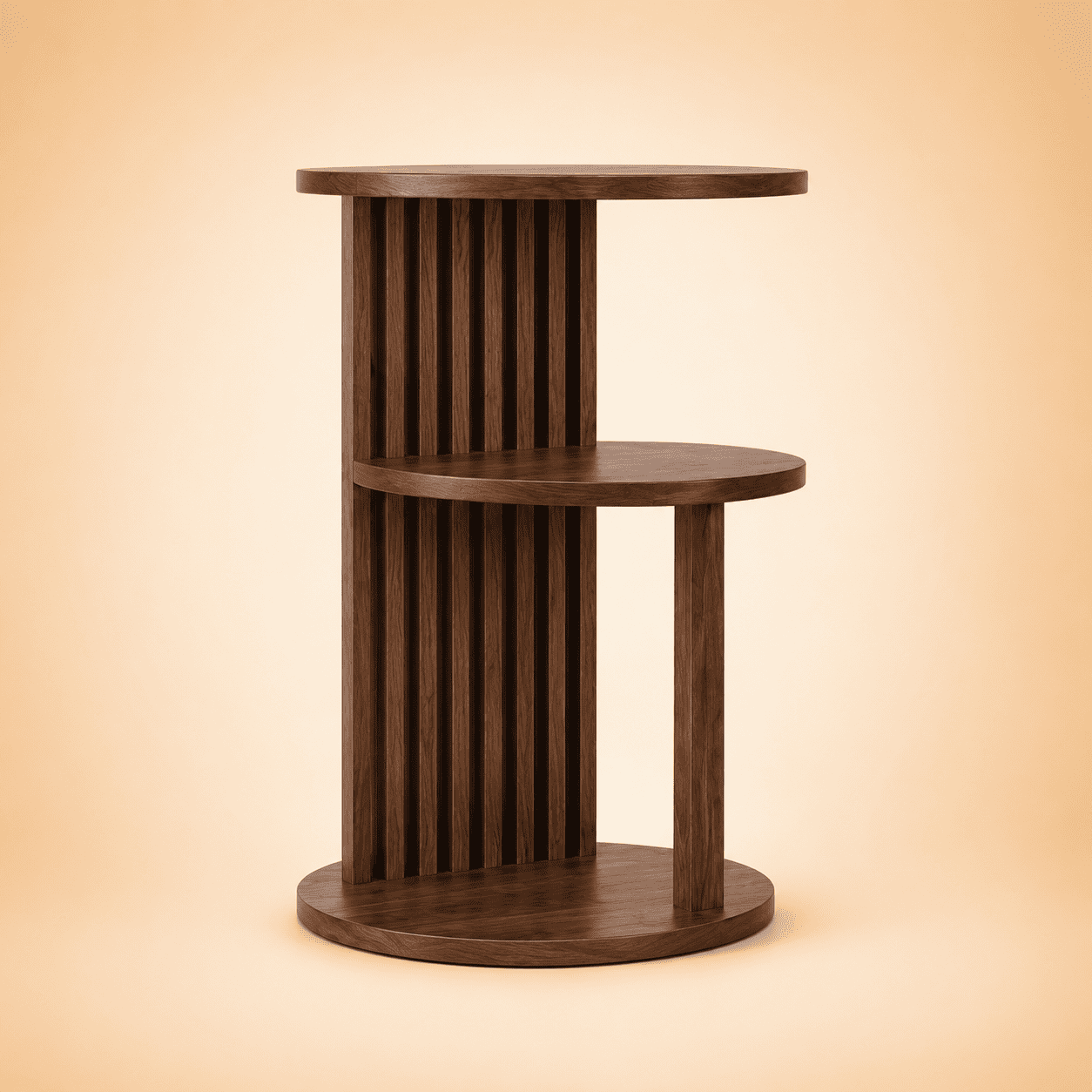 Mesa Lateral Contemporánea Prisma con Estantes de Madera - Image 2