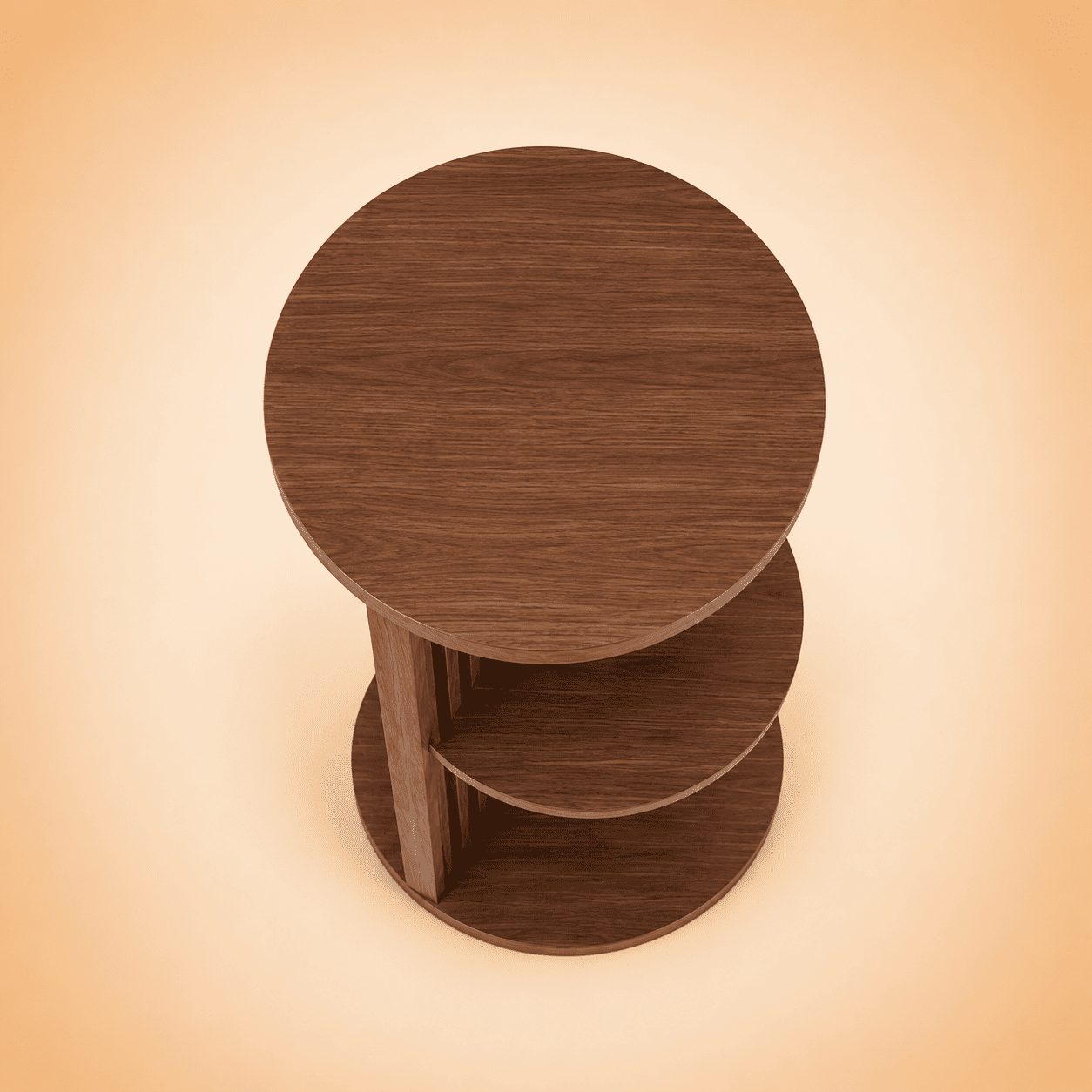 Mesa Lateral Contemporánea Prisma con Estantes de Madera - Image 3