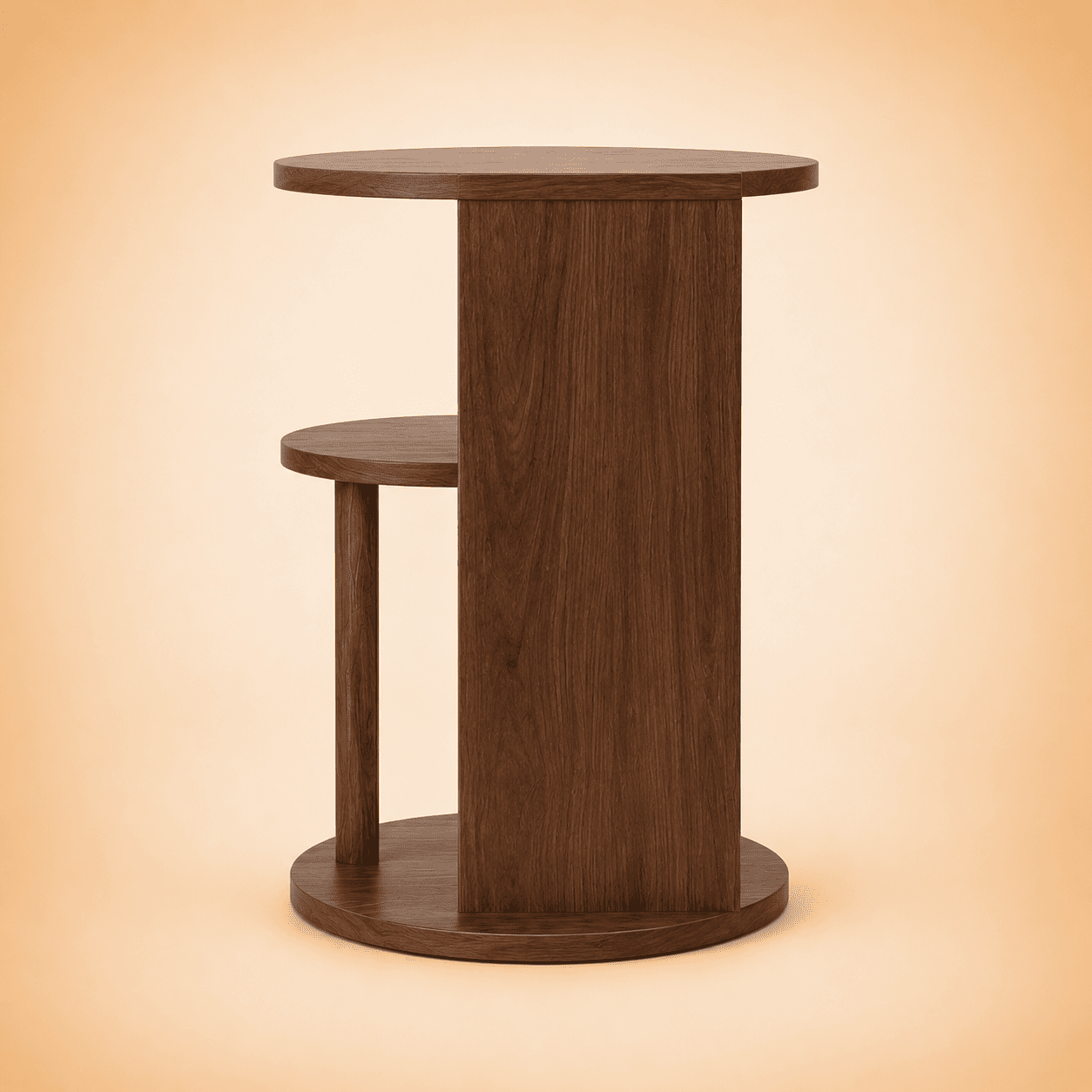Mesa Lateral Contemporánea Prisma con Estantes de Madera - Image 4